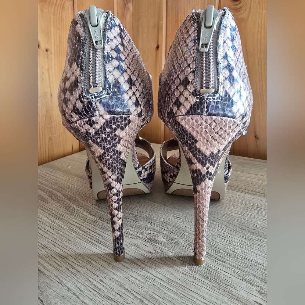 Nine West Snakeskin Pattern Heels Sexy Businees Office Cocktail Size 8.5 Baddie - Picture 3 of 10